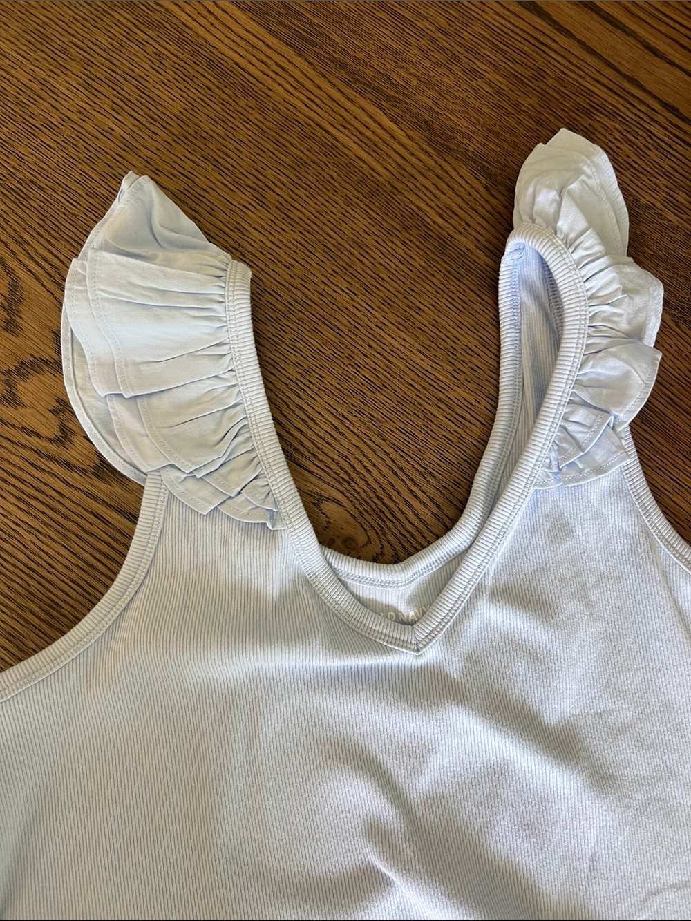 Old Navy Light Blue Ruffle-Strap Ribbed Tank - Picture 2 of 5